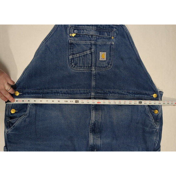 Carhartt Denim Bib Overalls 54x32 Mens Loose Fit Carpenter 104672 DST - Picture 2 of 12